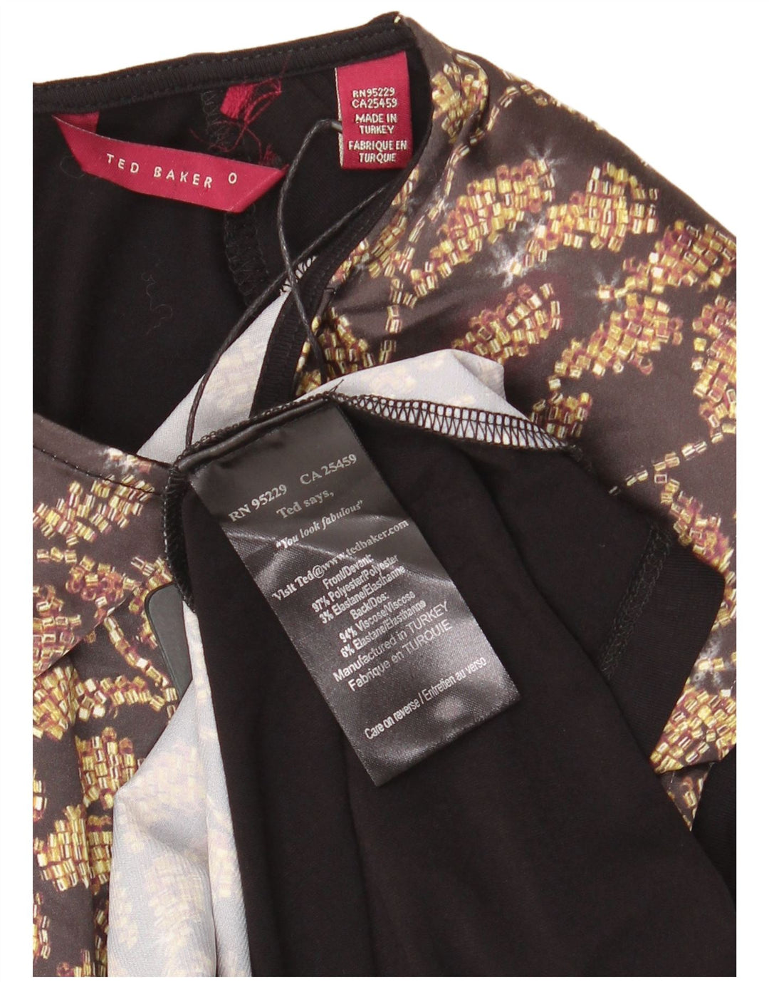 Ted Baker Robe droite pour femme Taille 0 2XS Polyester floral noir