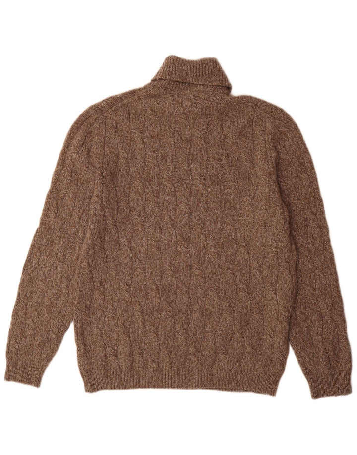 Massimo Dutti Pull col roulé pour homme, grand, marron moucheté