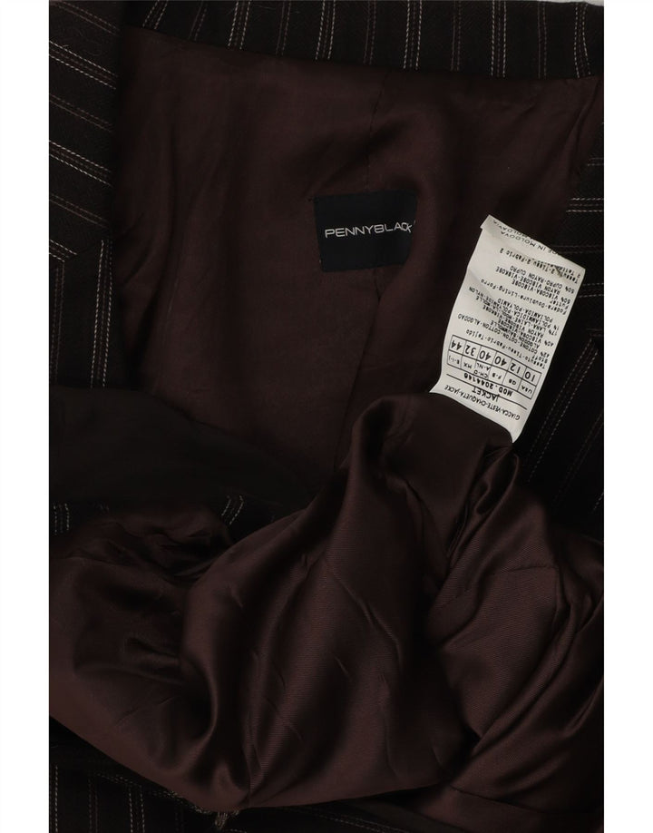 Penny Black Veste blazer à 3 boutons pour femme UK 12 en coton rayé marron moyen