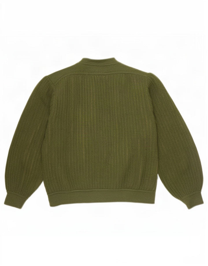 Mariedda Pull à col boutonné pour femme UK 16 Grande laine verte