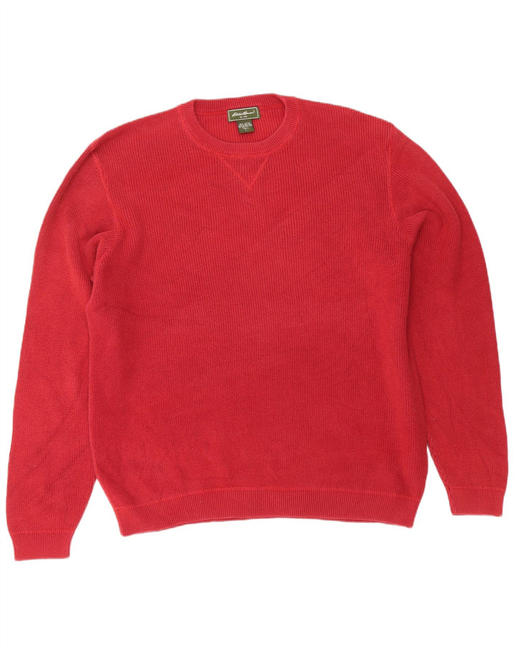 EDDIE BAUER Pull à col rond pour homme en coton rouge