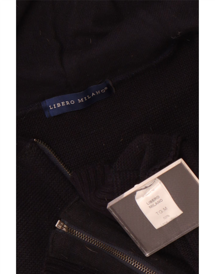 Libero Milano Cardigan à capuche pour femme UK 14 Laine noire moyenne