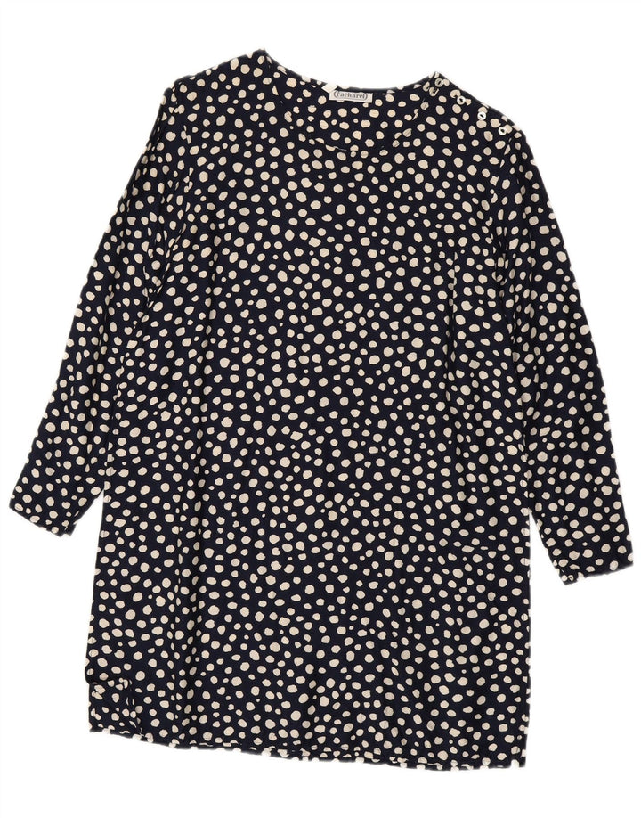 Cacharel Robe droite à manches longues pour femme EU 38 Bleu marine moyen à pois