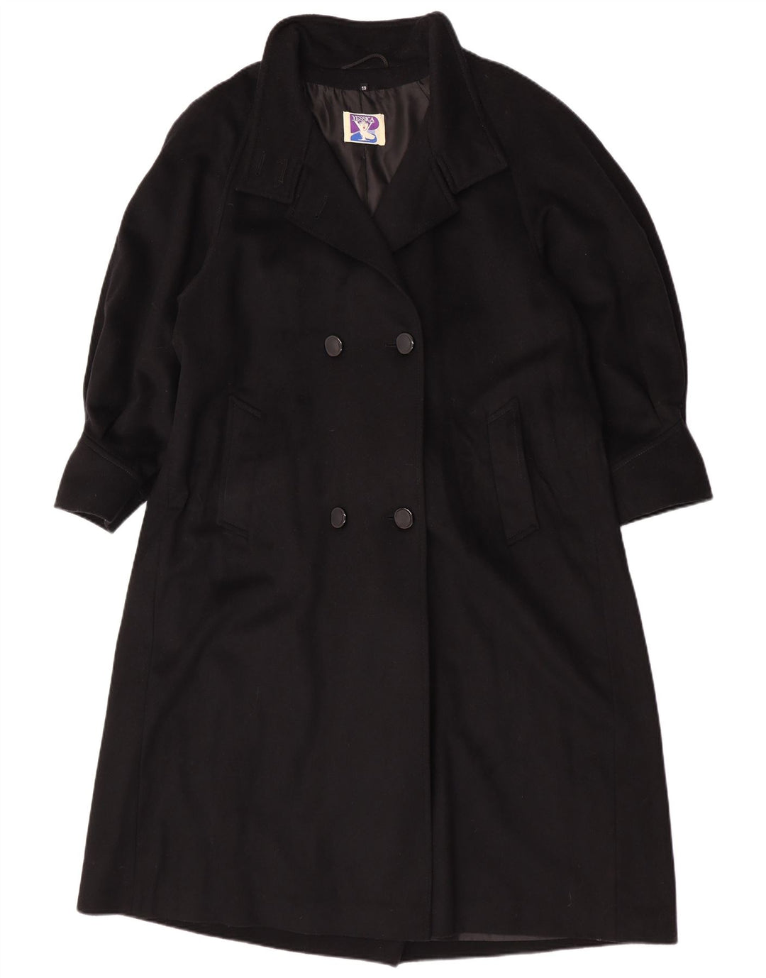 Yessica Manteau croisé pour femme UK 20 2XL Laine noire