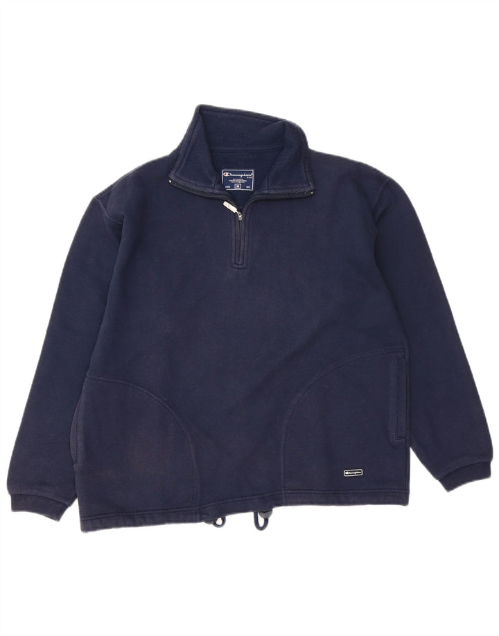 CHAMPION Sweat-shirt à col zippé pour femme UK 14 Bleu marine moyen Coton
