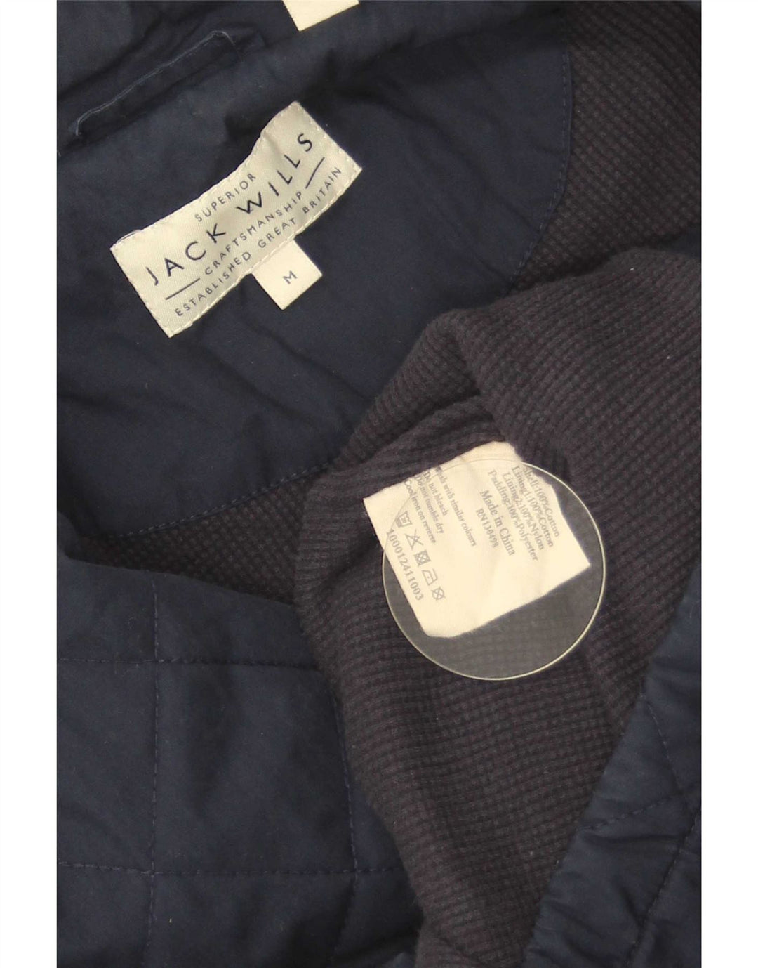 Jack Wills Veste matelassée pour homme UK 38 Bleu marine moyen Coton