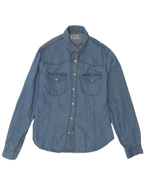 Chemise en denim femme vintage UK 14 Grand Bleu