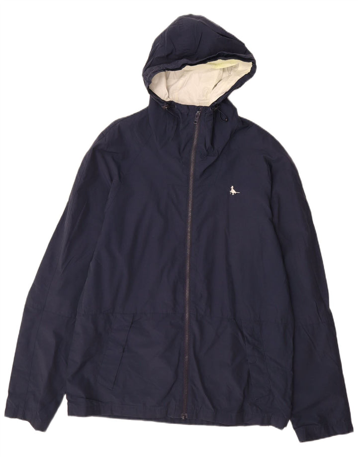Jack Wills Veste de pluie à capuche pour homme UK 40 Large Bleu marine Coton