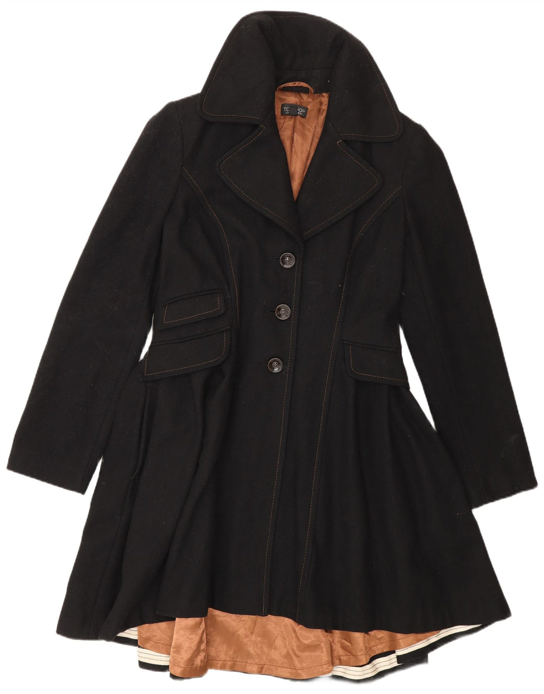 Topshop Manteau Princesse Femme UK 12 Laine Noir Moyen