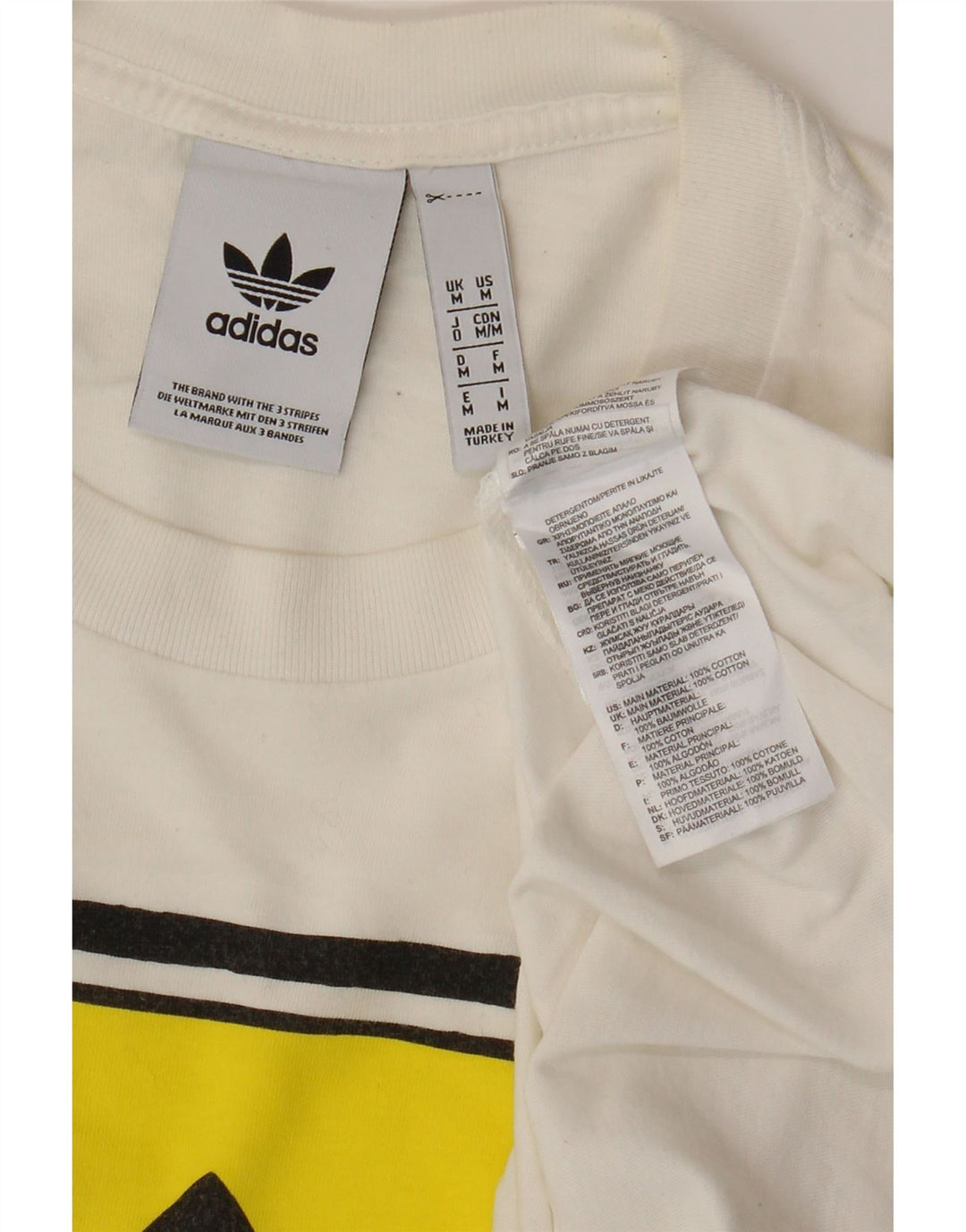 ADIDAS T-Shirt Graphique Homme Blanc Moyen Coton