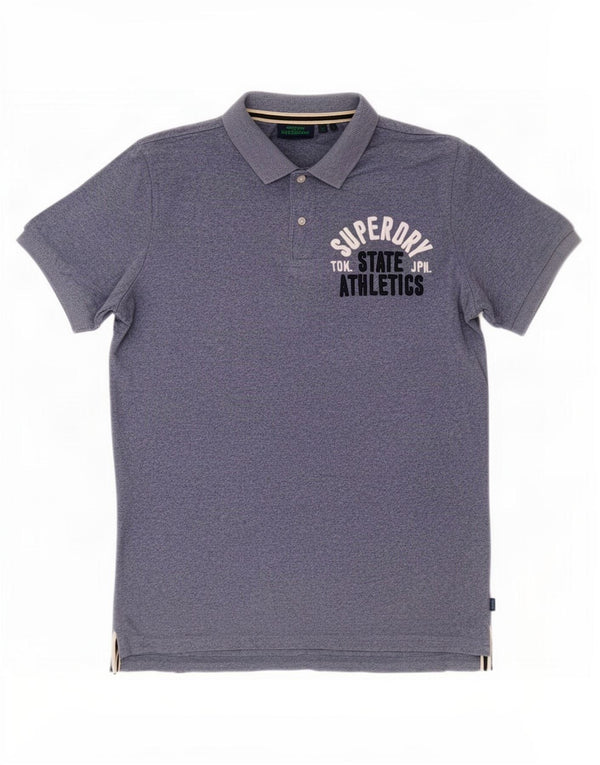 Superdry Polo Graphique Homme Large Bleu Moucheté Coton