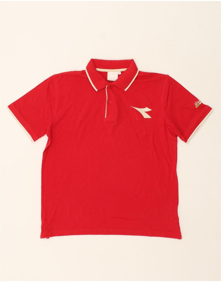 DIADORA Mens Polo Shirt Medium Red Cotton Vintage Diadora and Second-Hand Diadora from Messina Hembry 