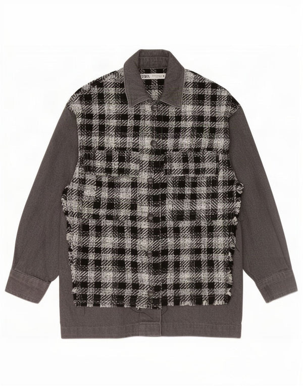 Zara Femme Surchemise UK 6 XS Noir Check Coton