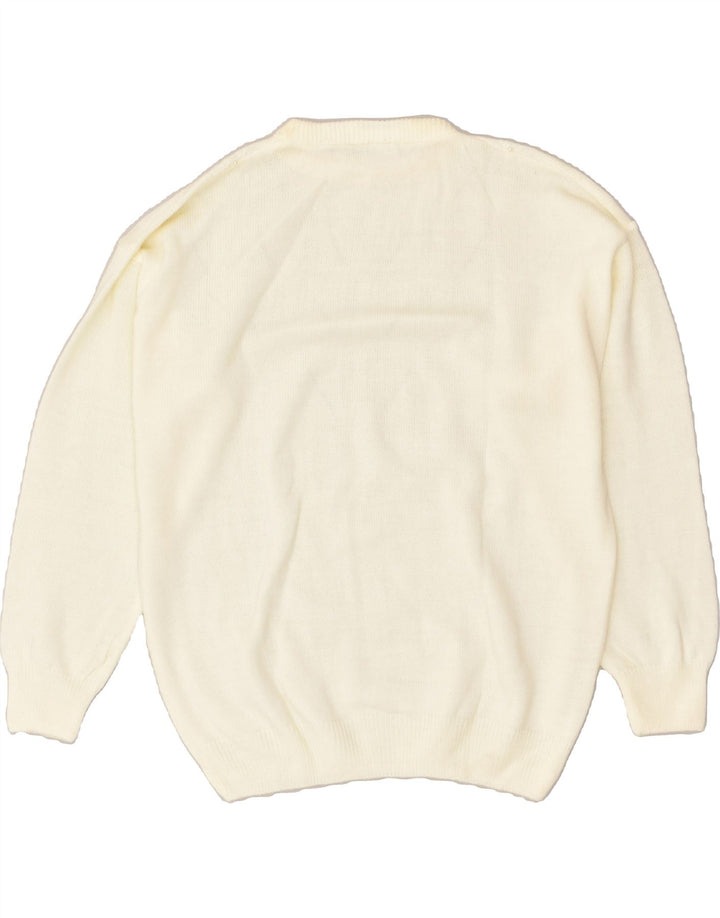 VINTAGE Womens Crew Neck Jumper Sweater IT 44 Medium Off White Polyacrylic | Vintage Vintage | Thrift | Second-Hand Vintage | Used Clothing | Messina Hembry 