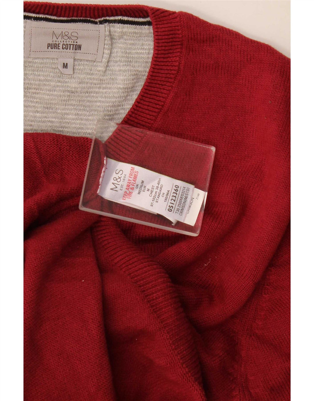 Marks & Spencer Pull Col V Homme Rouge Moyen Coton