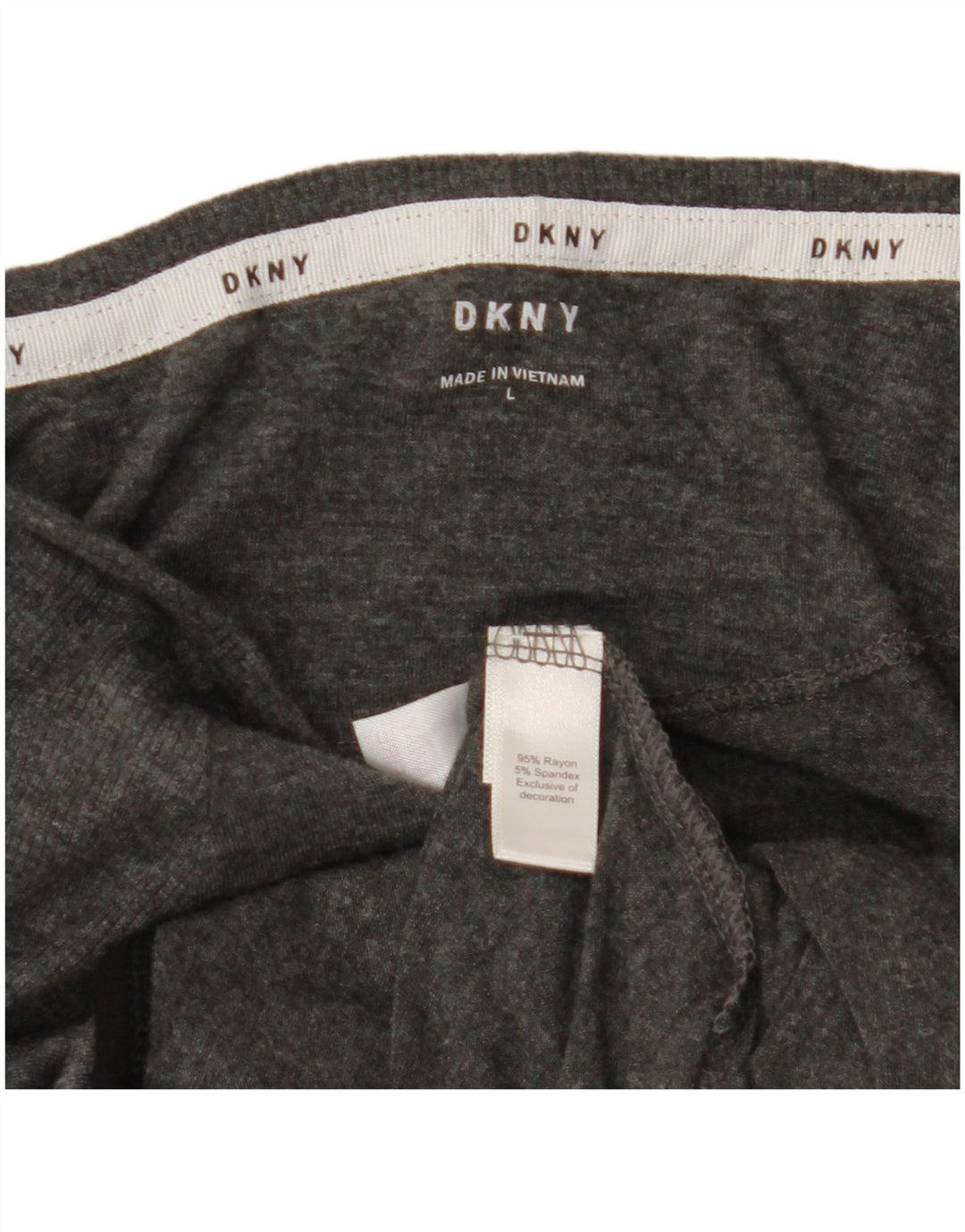 DKNY Haut à épaules dénudées et manches longues pour femme UK 16 Large Rayonne Grise