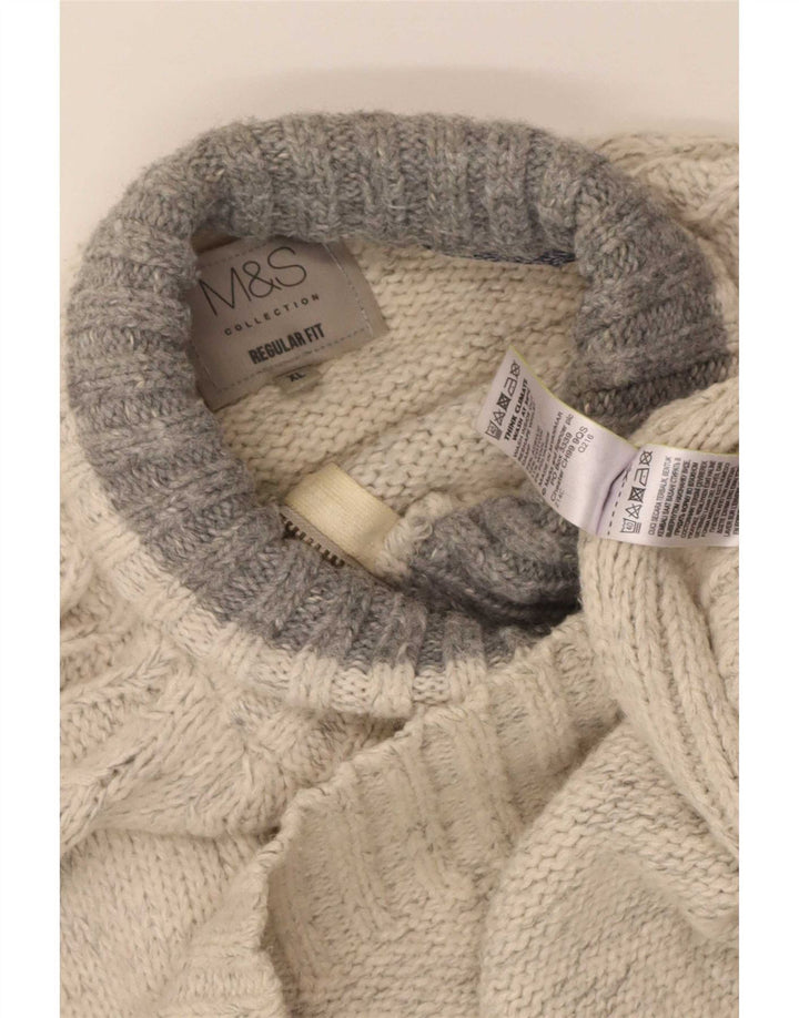 Marks & Spencer Pull coupe classique à col zippé pour homme XL Blanc moucheté