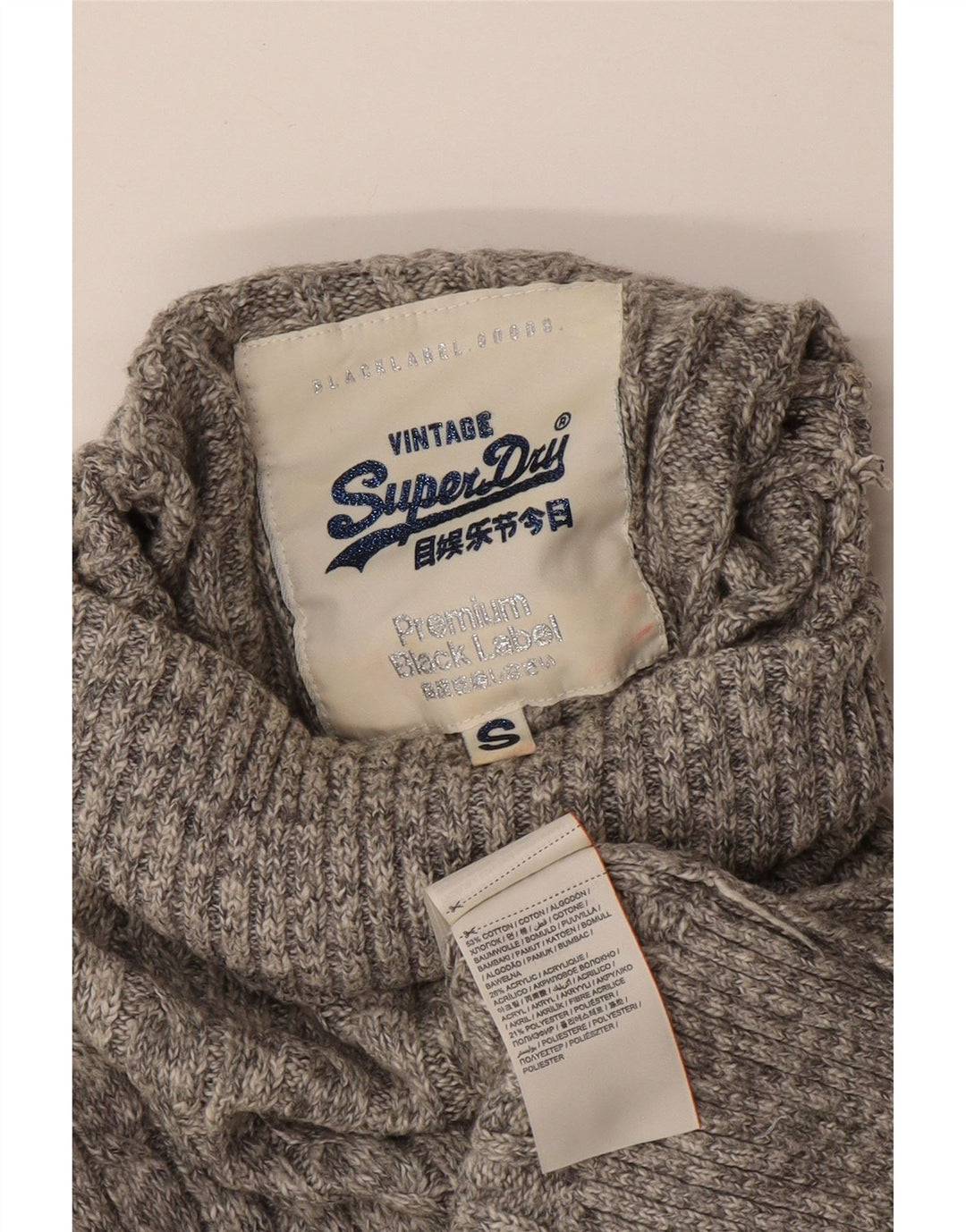 Superdry Pull col roulé pour femme UK 10 Petit Gris Coton