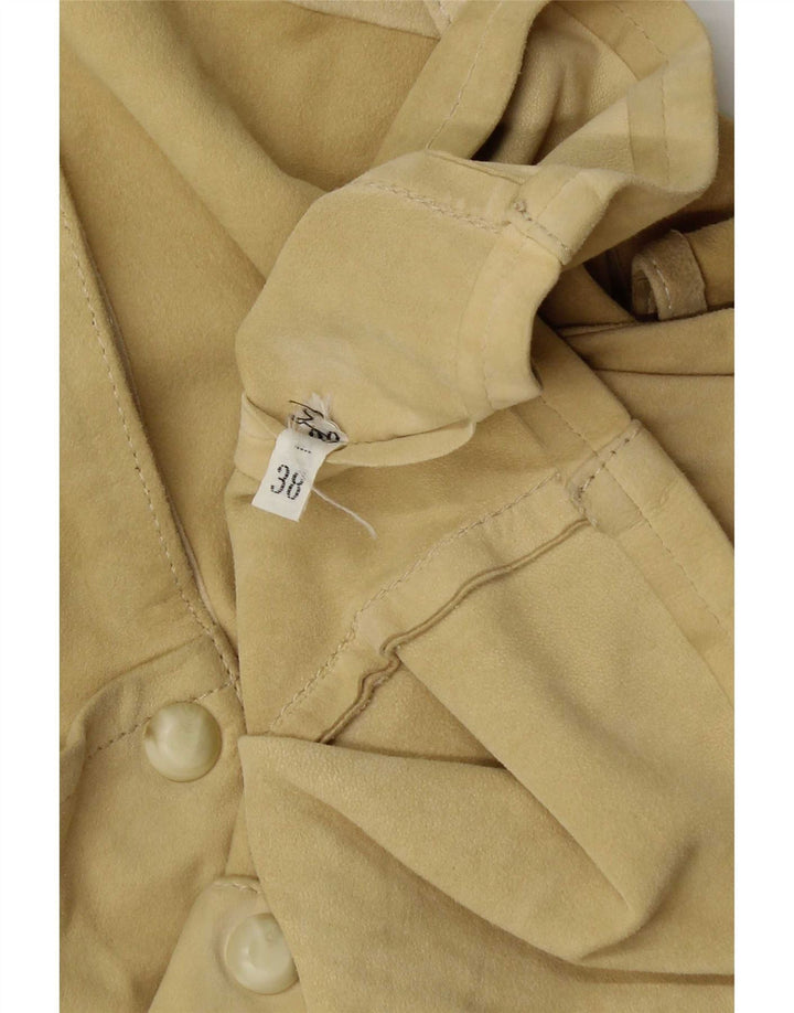 vintage Femmes Surdimensionné 3/4 Manches Blouse En Daim Top EU 38 Jaune Moyen