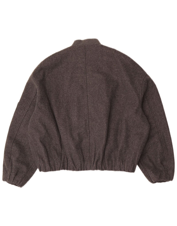 Zara Veste bomber surdimensionnée pour femme UK 6 2XS Gris Polyester