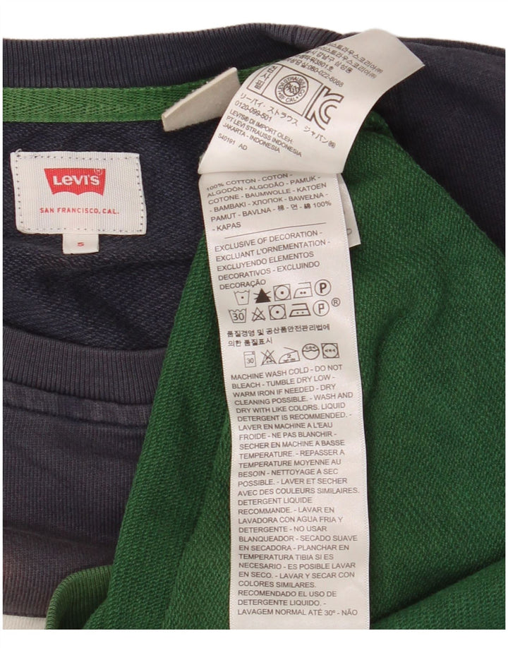 Levi's Graphic Sweatshirt Jumper Small Homme Vert Colorblock Cotton