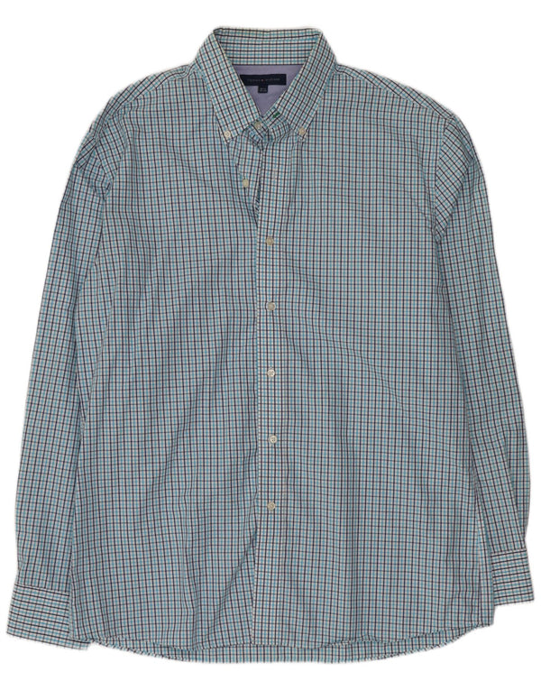 Tommy Hilfiger Chemise Homme Taille 16 1/2 Grand Coton à Carreaux Bleu