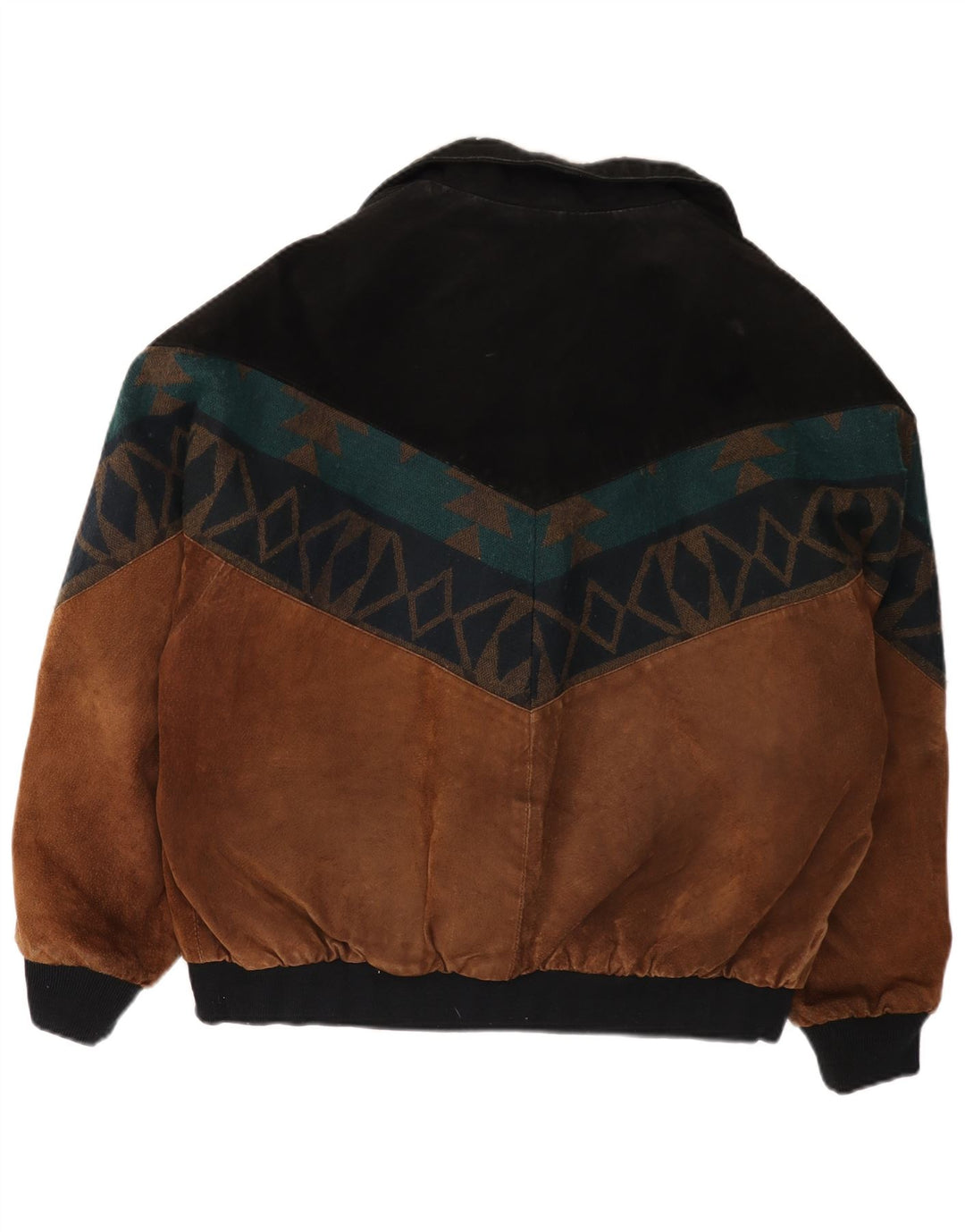 VINTAGE Veste en daim homme UK 42 XL Cuir colorblock marron