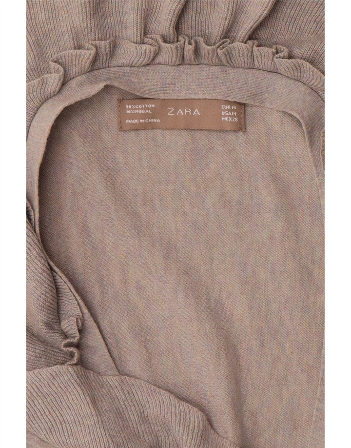 Zara Cardigan surdimensionné à volants sur le devant pour femme UK 14 Gris moyen