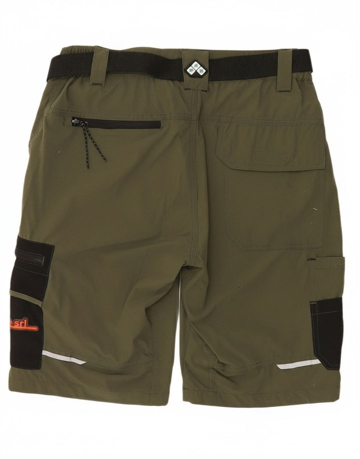 vintage Mens Graphic Cargo Shorts Grand W34 Kaki Colourblock