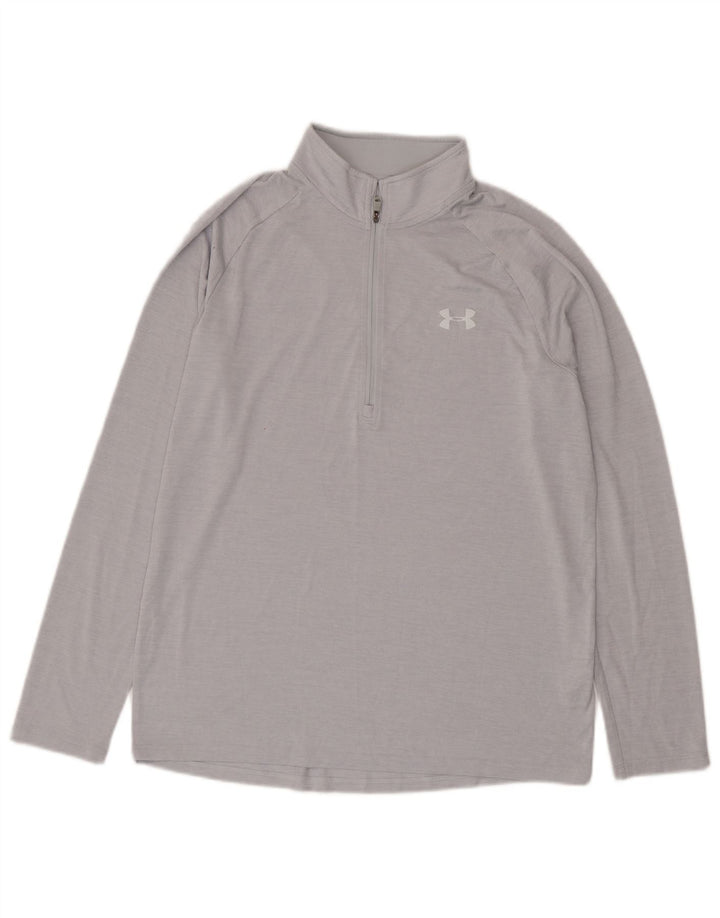 Under Armour Haut de Survêtement Zip Neck Pullover Homme Gris Moyen Polyester