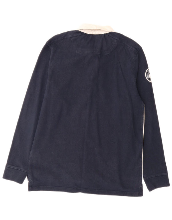 Crew Clothing Mens Rugby Polo Shirt Medium Navy Blue Colourblock