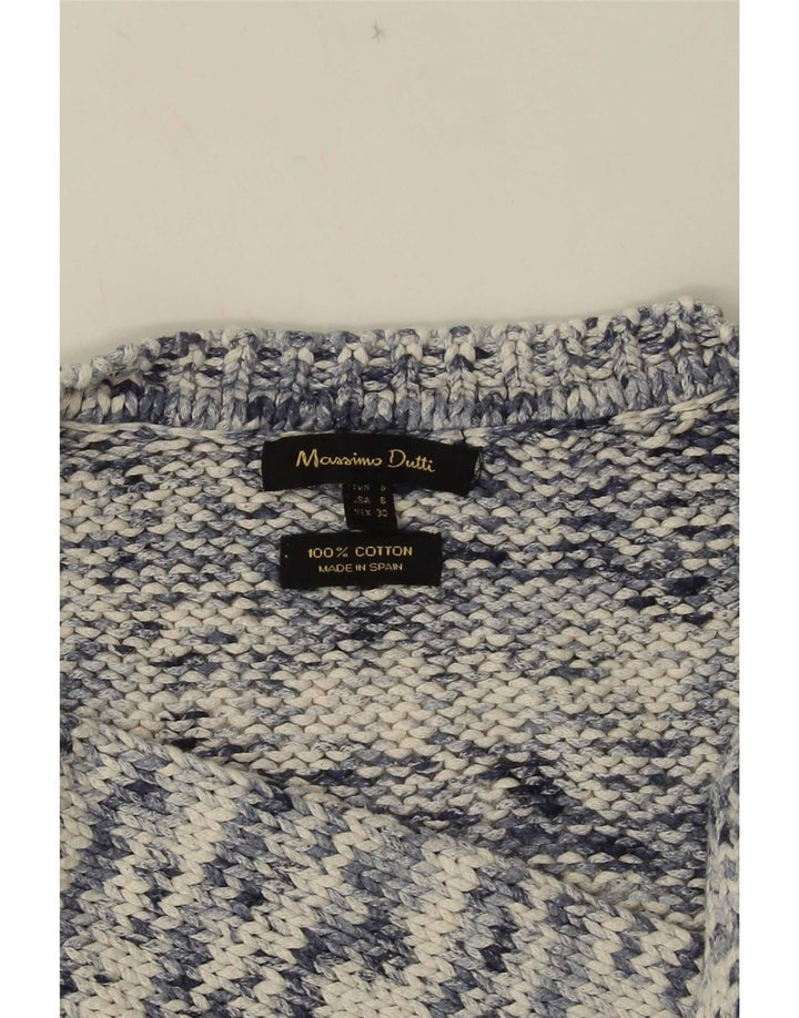 Massimo Dutti Pull col V pour femme UK 10 Petit Bleu Moucheté