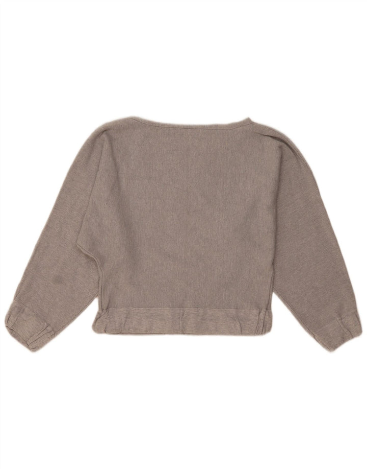 Zara Womens Crop Sweatshirt Jumper UK 14 Gris Moyen Viscose