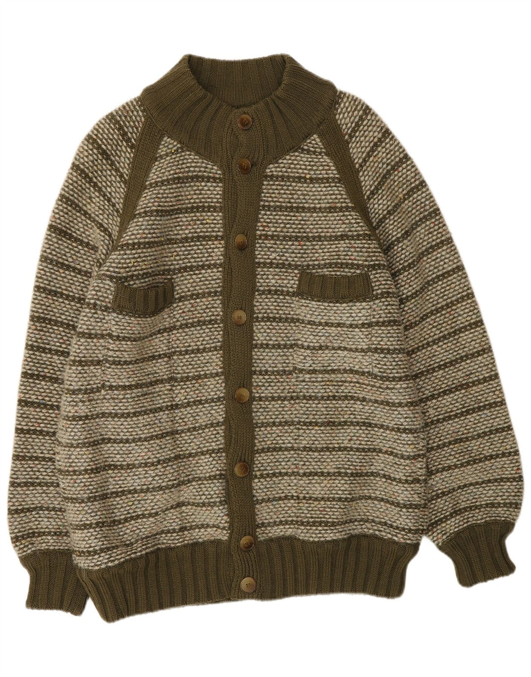 Missoni Homme Cardigan Pull Laine Rayé Kaki Moyen