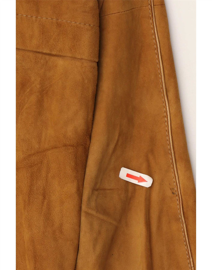 vintage Mens Suede Bomber Jacket UK 36 Petit Beige