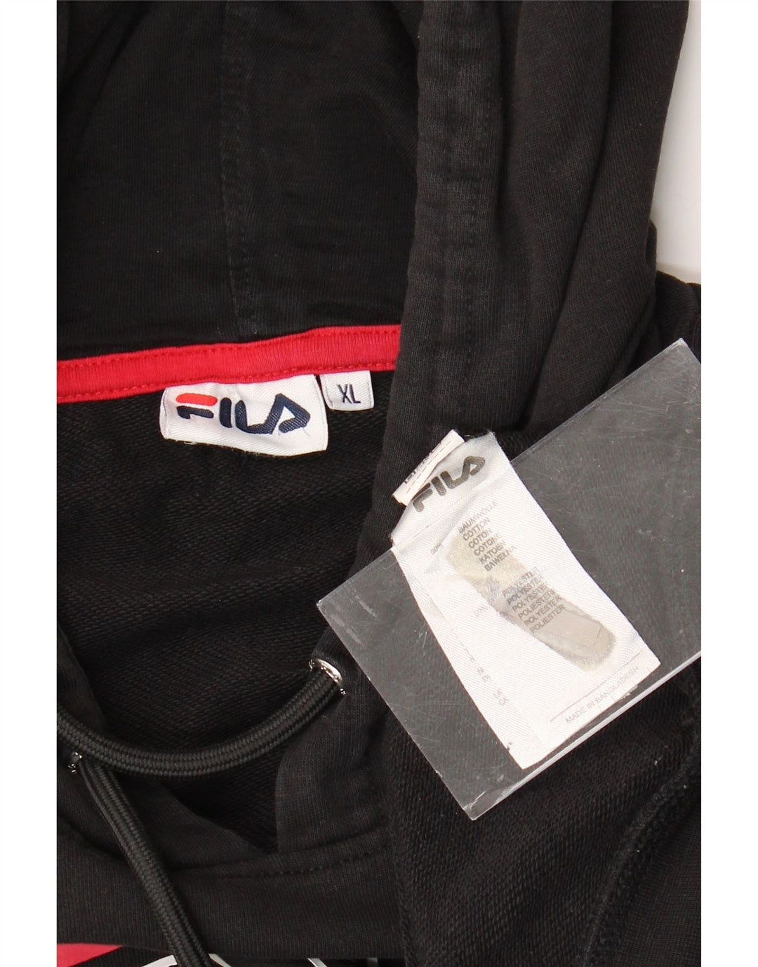 FILA Pull à capuche court graphique pour femme UK 18 XL Coton color block noir