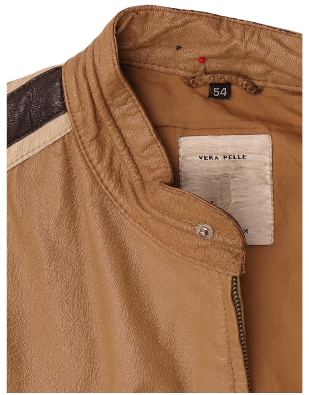 veste en cuir homme vintage IT 54 XL Cuir colorblock beige