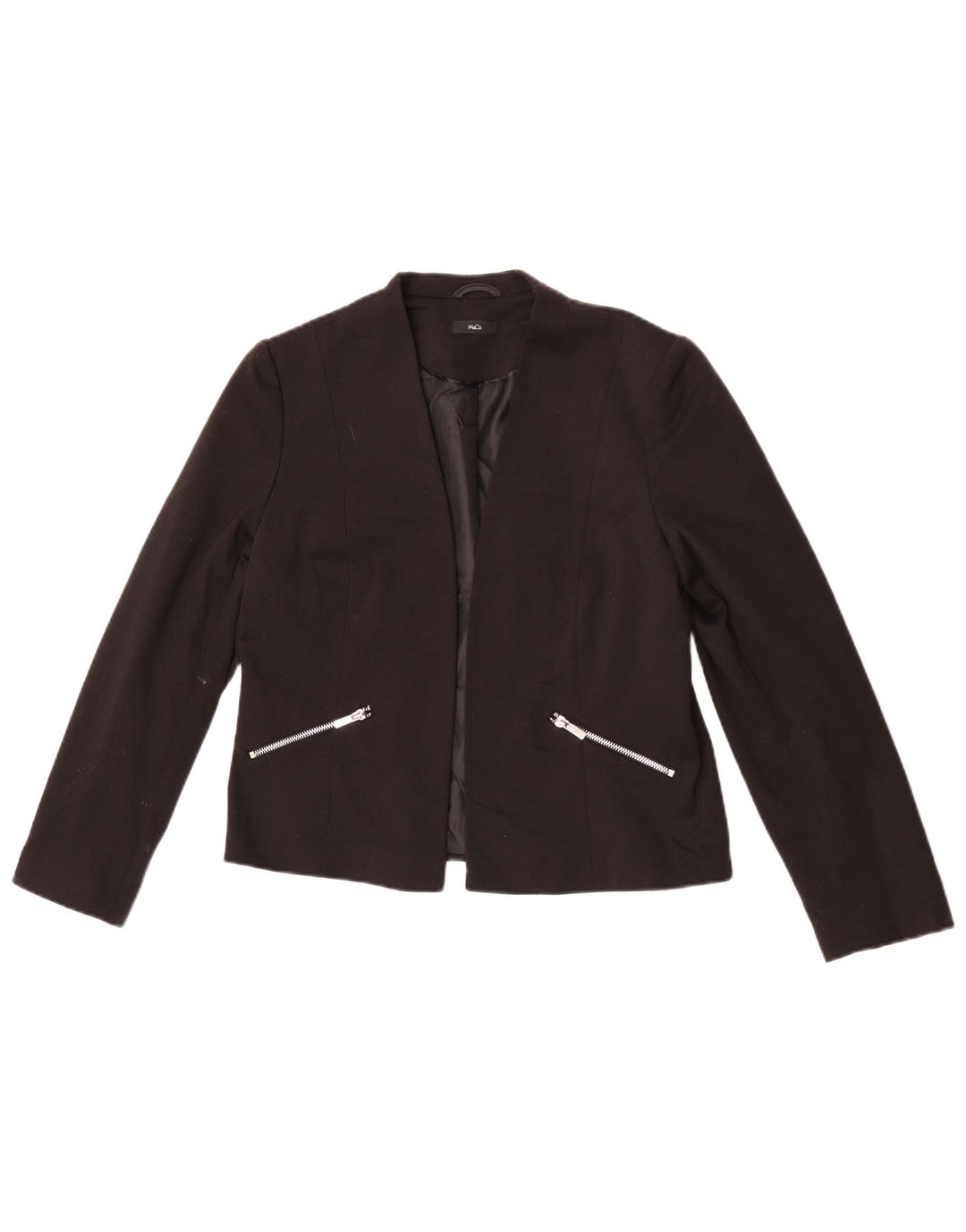 M&Co Veste Blazer Ouverte Femme UK 12 Polyester Noir Moyen