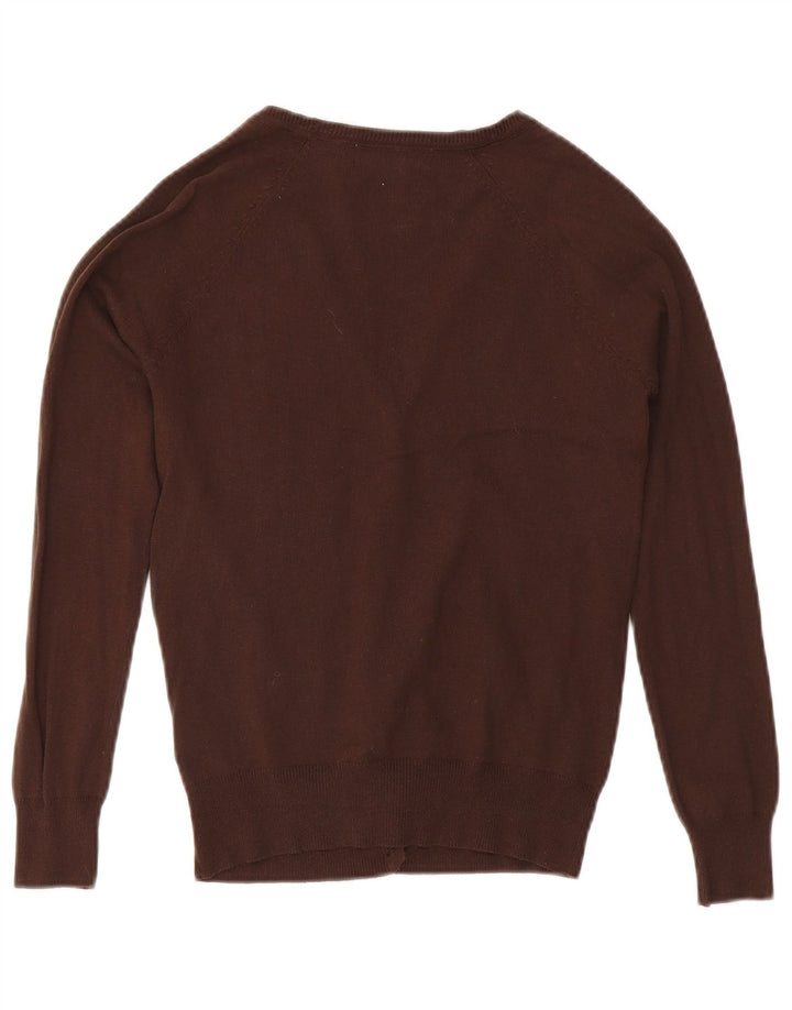 Zara Cardigan Femme Pull UK 12 Coton Marron Moyen