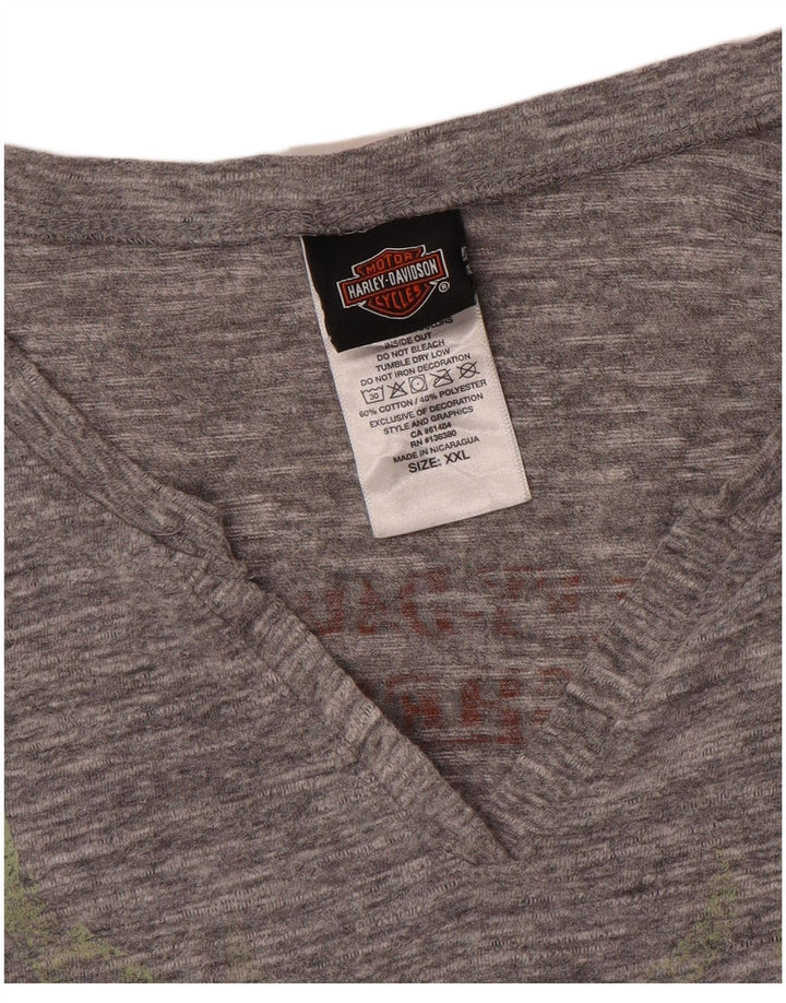 Harley Davidson Haut Graphique Homme Manches Longues 2XL Gris Moucheté Coton