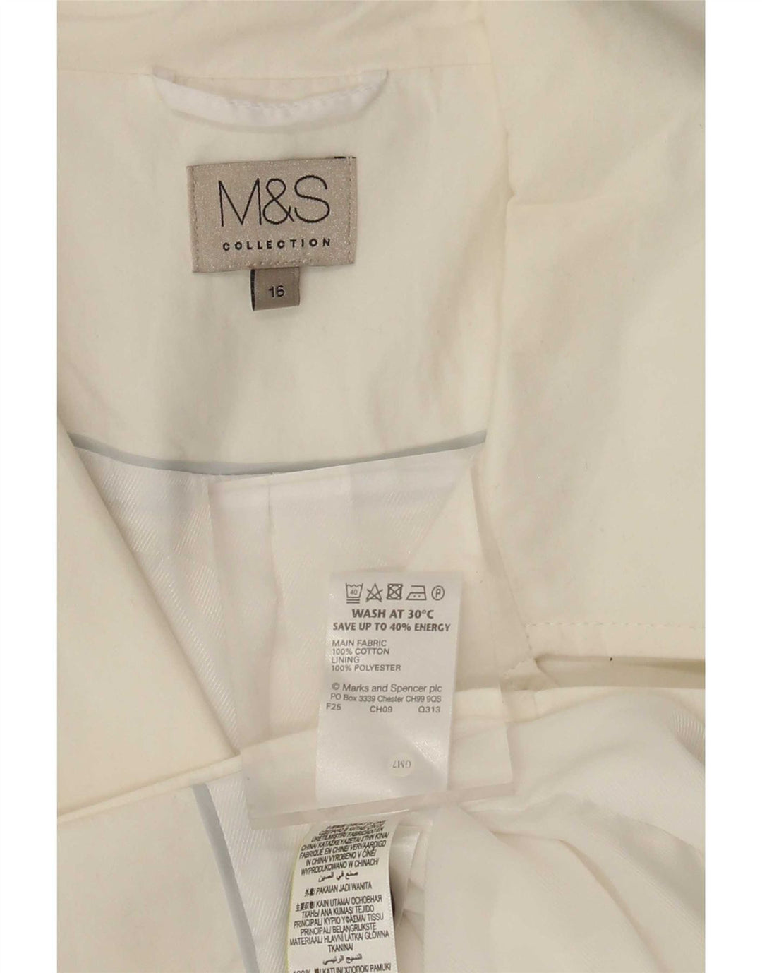 Marks & Spencer Trench court pour femme UK 16 Grand coton blanc