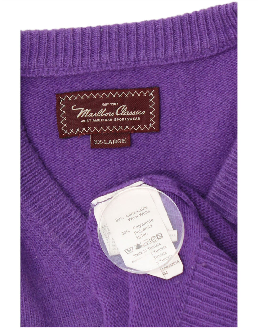 Marlboro Classics Pull col en V pour homme 2XL Violet Laine