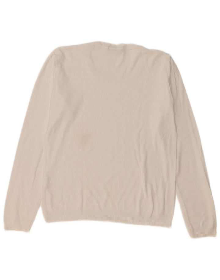 Benetton Pull col bateau pour femme UK 14 Blanc moyen