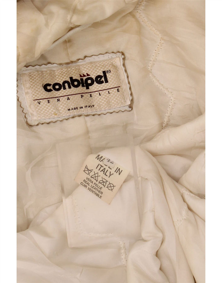 CONBIPEL Veste en cuir à capuche pour femme IT 42 Cuir blanc moyen