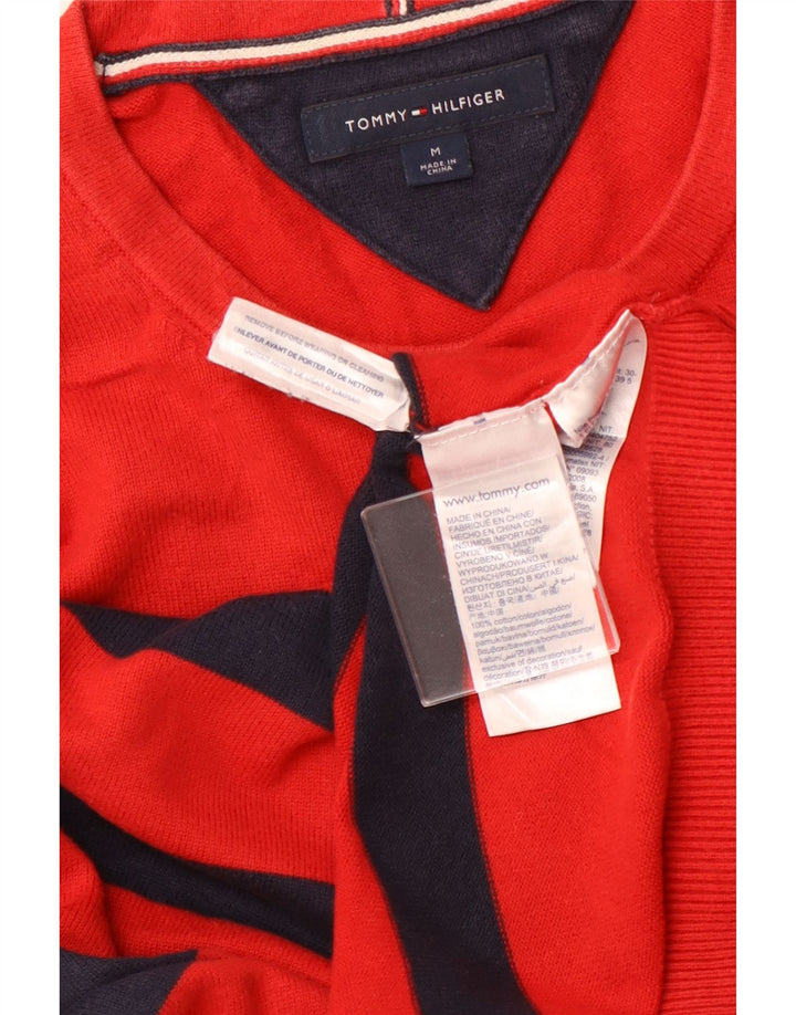 TOMMY HILFIGER Pull Col Ras du Cou Homme Rouge Moyen Rayé Coton