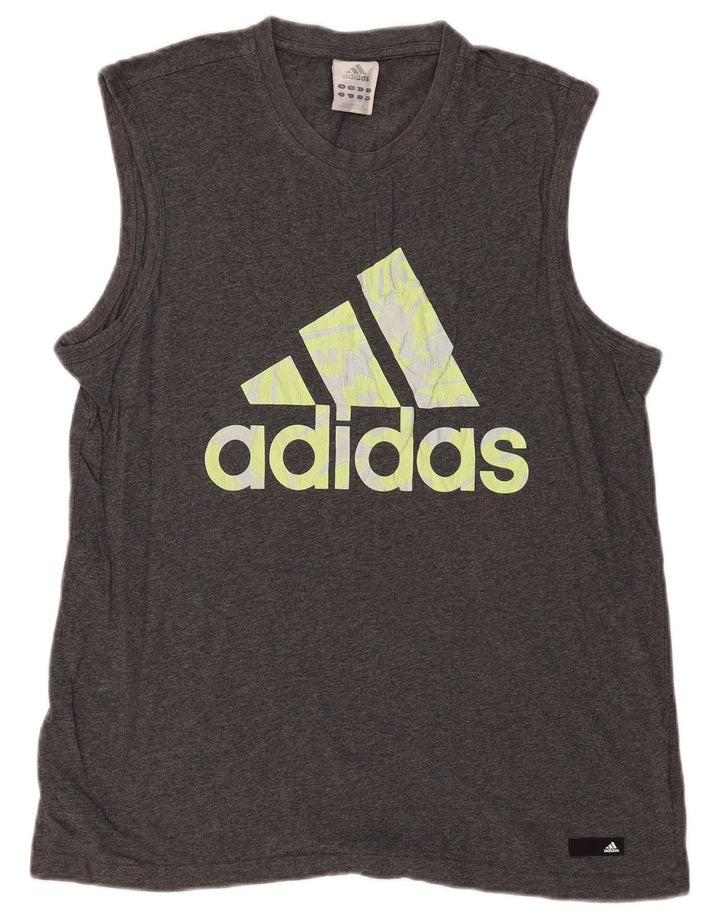 Adidas Débardeur graphique pour hommes, grand, gris, coton