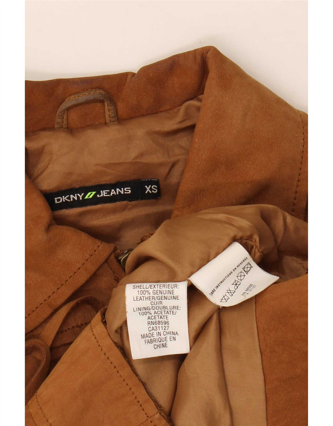 Dkny Veste courte en daim pour femme UK 6 XS Cuir beige