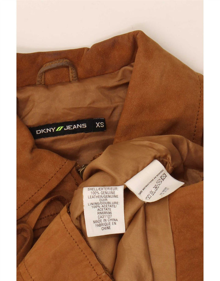 Dkny Veste courte en daim pour femme UK 6 XS Cuir beige