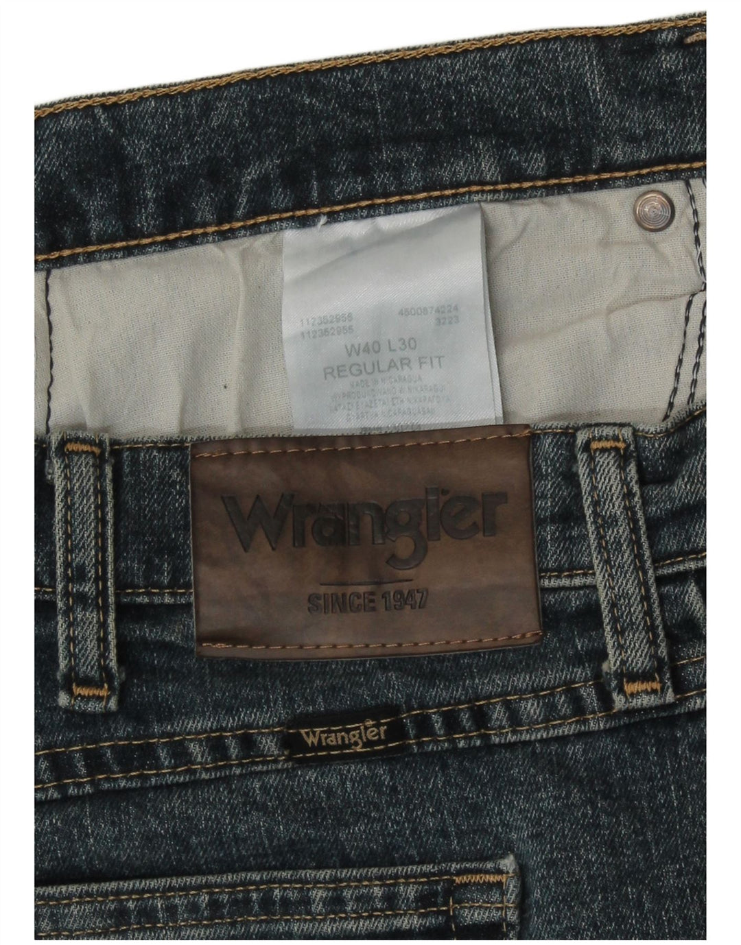 Wrangler Jean droit coupe droite W40 L30 pour homme en coton bleu