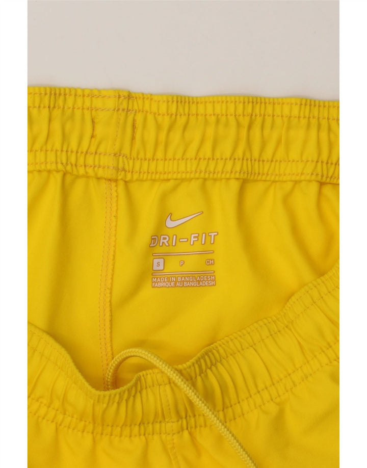 NIKE Mens Dri Fit Sport Shorts Small Yellow Colourblock Polyester Vintage Nike and Second-Hand Nike from Messina Hembry 